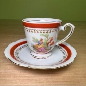 Vintage PAULUX China Made in Occupied Japan Demitasse Tea Cup & Saucer Hand pain